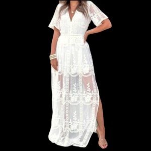 Socialite Womens Maxi Lace Romper Dress XS